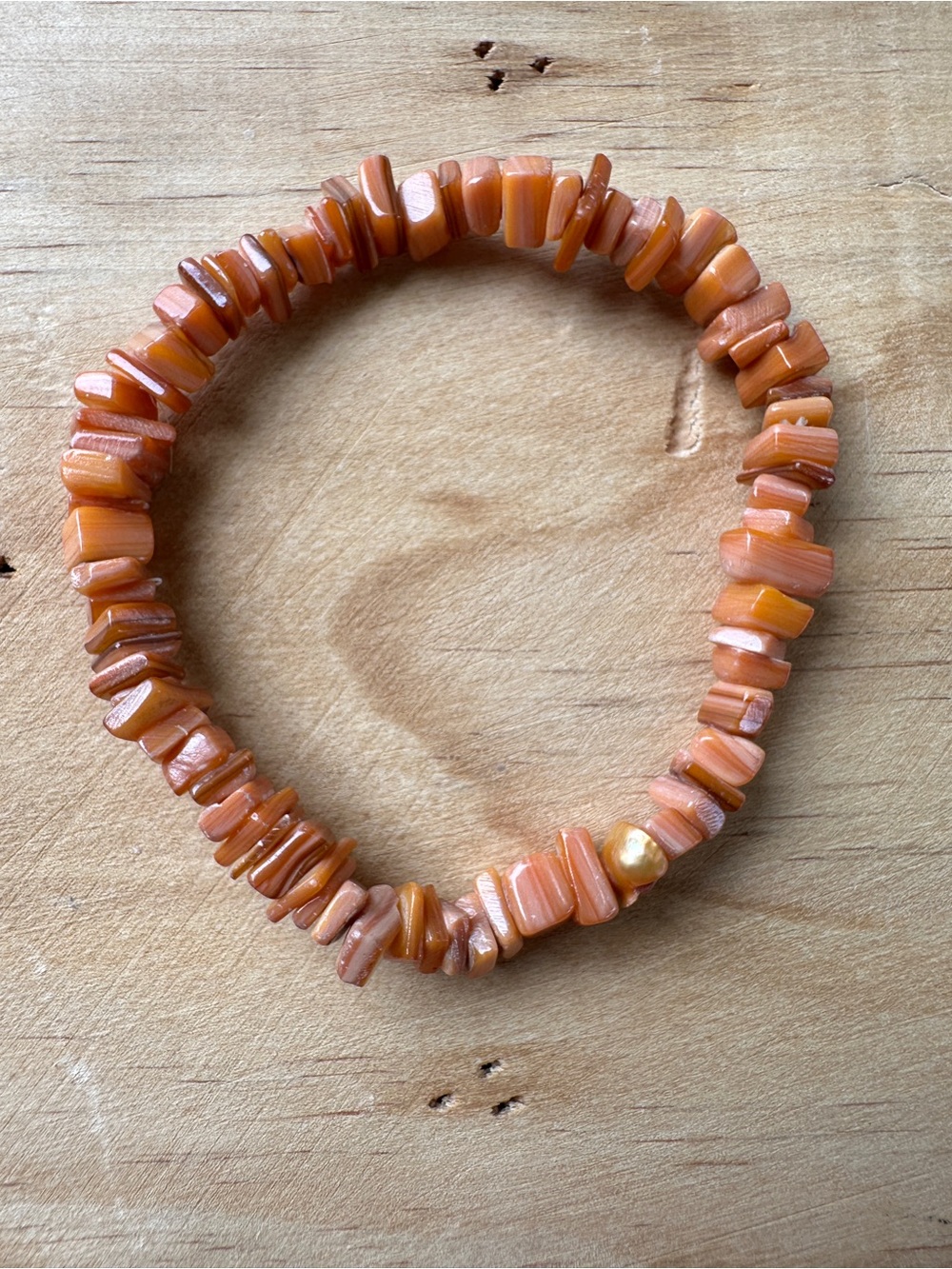 Handmade Orange Chip Bead Stretch Bracelet